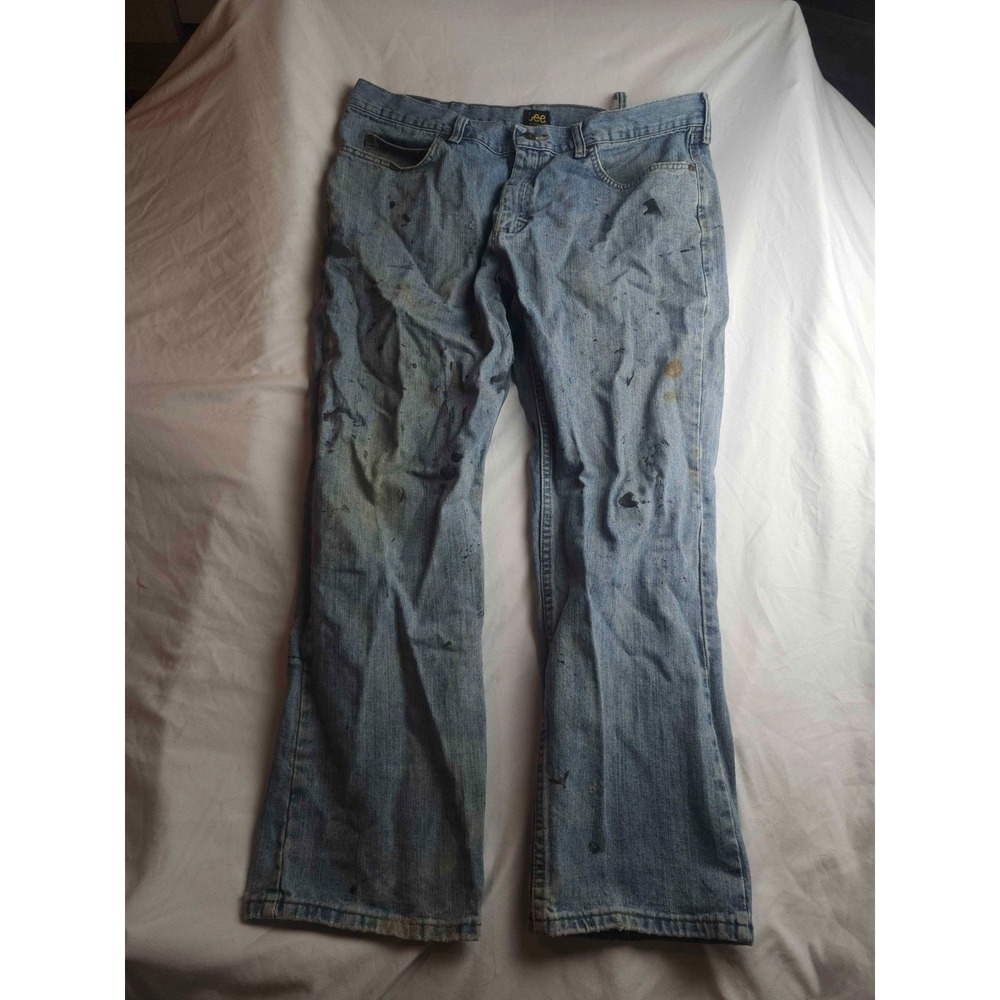 Lee Relaxed Fit Jeans Mens Size 38X30 Blue Denim Straight Medium Wash Workwear